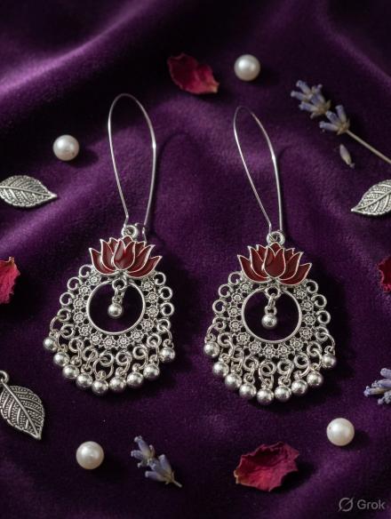 Antique Gold/Silver Plated Dual Coloured Enamel Dangler Earring