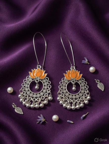 Antique Gold/Silver Plated Dual Coloured Enamel Dangler Earring