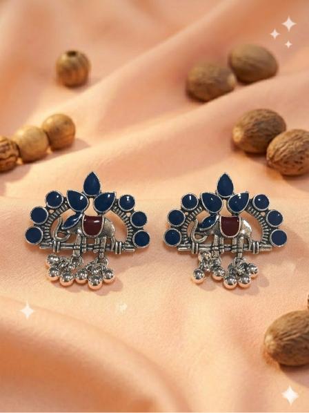 The Elephant Crest Studs An Antique Gold/Silver Plated Dual Coloured Enamel studs