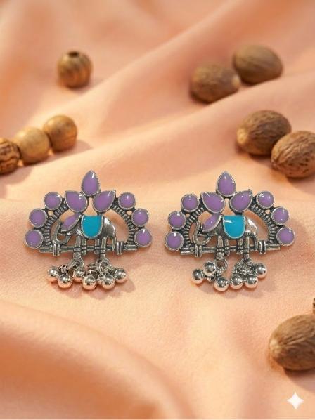 The Elephant Crest Studs An Antique Gold/Silver Plated Dual Coloured Enamel studs