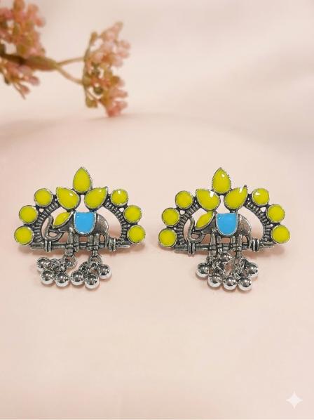 The Elephant Crest Studs An Antique Gold/Silver Plated Dual Coloured Enamel studs
