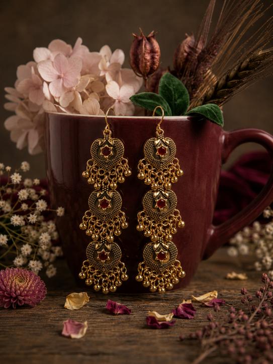 The Tiered Heritage Medallions An Antique Gold Plated Coloured Enamel Dangler
