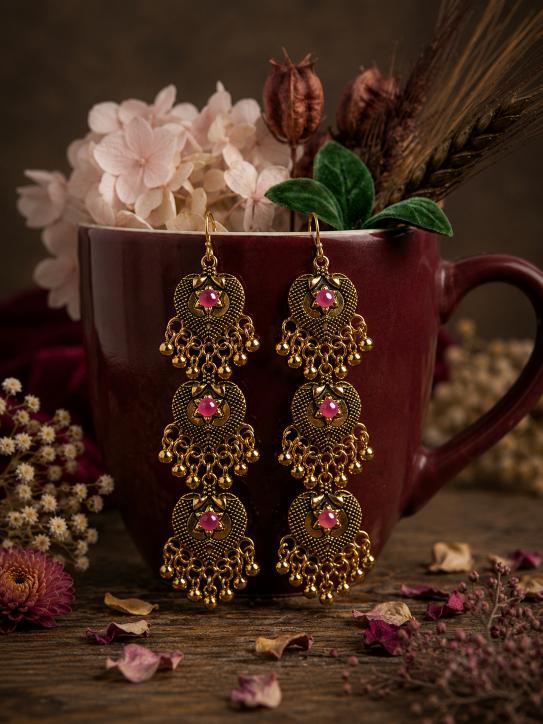 The Tiered Heritage Medallions An Antique Gold Plated Coloured Enamel Dangler