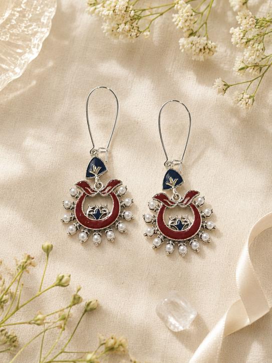 The Crescent Meadow Hoops An Antique Gold/Silver Plated Dual Coloured Enamel Dangler