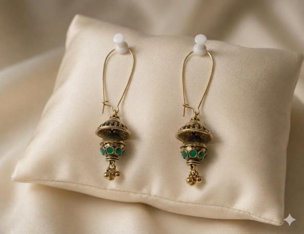 The Tiered Pagoda Lanterns An Antique Gold/Silver Plated Enamel Dangler