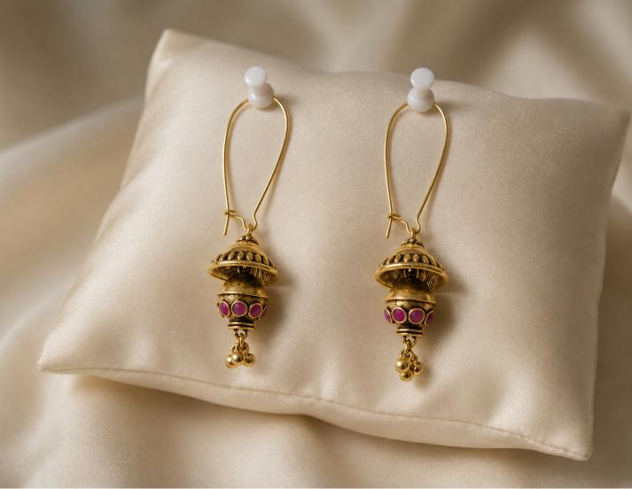 The Tiered Pagoda Lanterns An Antique Gold/Silver Plated Enamel Dangler