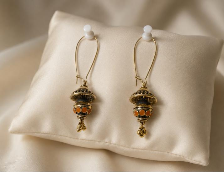 The Tiered Pagoda Lanterns An Antique Gold/Silver Plated Enamel Dangler