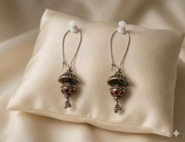 The Tiered Pagoda Lanterns An Antique Gold/Silver Plated Enamel Dangler