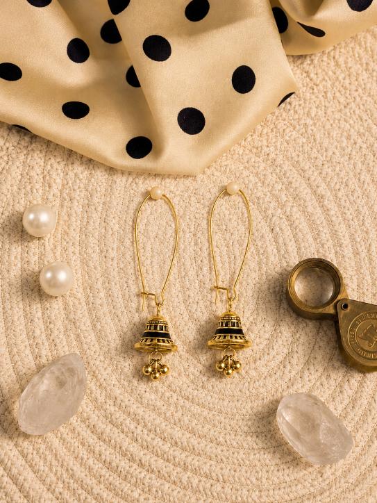 The Minimalist Minaret Hooks An Antique Gold/Silver Plated Enamel Dangler