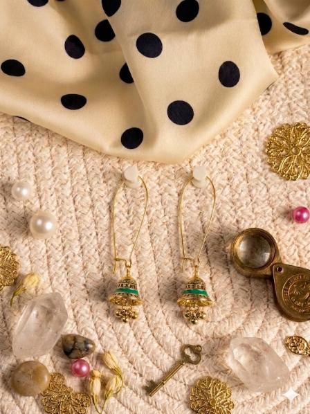 The Minimalist Minaret Hooks An Antique Gold/Silver Plated Enamel Dangler