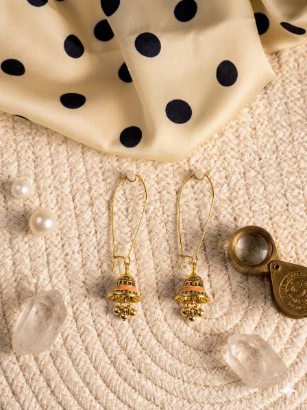 The Minimalist Minaret Hooks An Antique Gold/Silver Plated Enamel Dangler