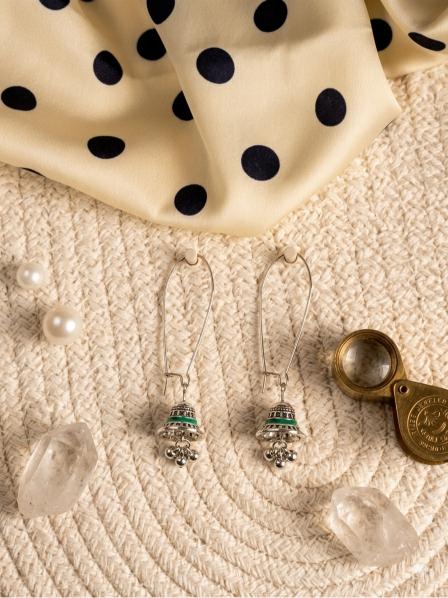 The Minimalist Minaret Hooks An Antique Gold/Silver Plated Enamel Dangler