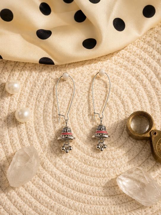 The Minimalist Minaret Hooks An Antique Gold/Silver Plated Enamel Dangler