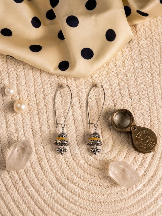 The Minimalist Minaret Hooks An Antique Gold/Silver Plated Enamel Dangler