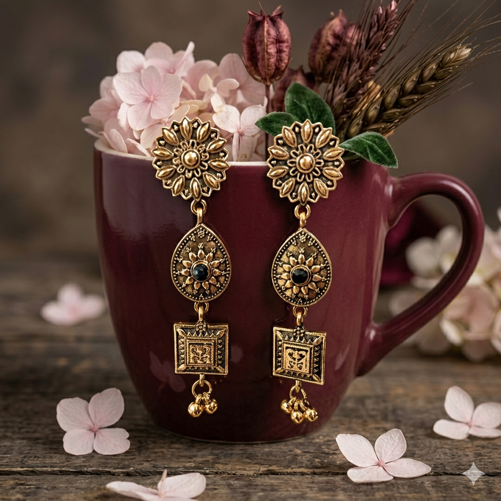 The Heritage Trio Medallions An Antique Gold/Silver Plated Earring