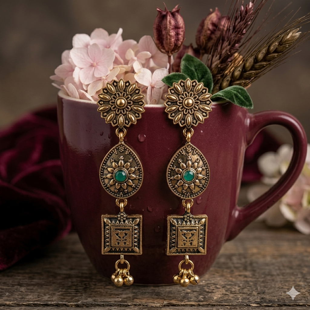 The Heritage Trio Medallions An Antique Gold/Silver Plated Earring