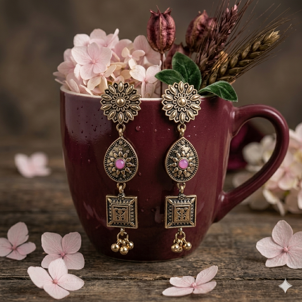The Heritage Trio Medallions An Antique Gold/Silver Plated Earring