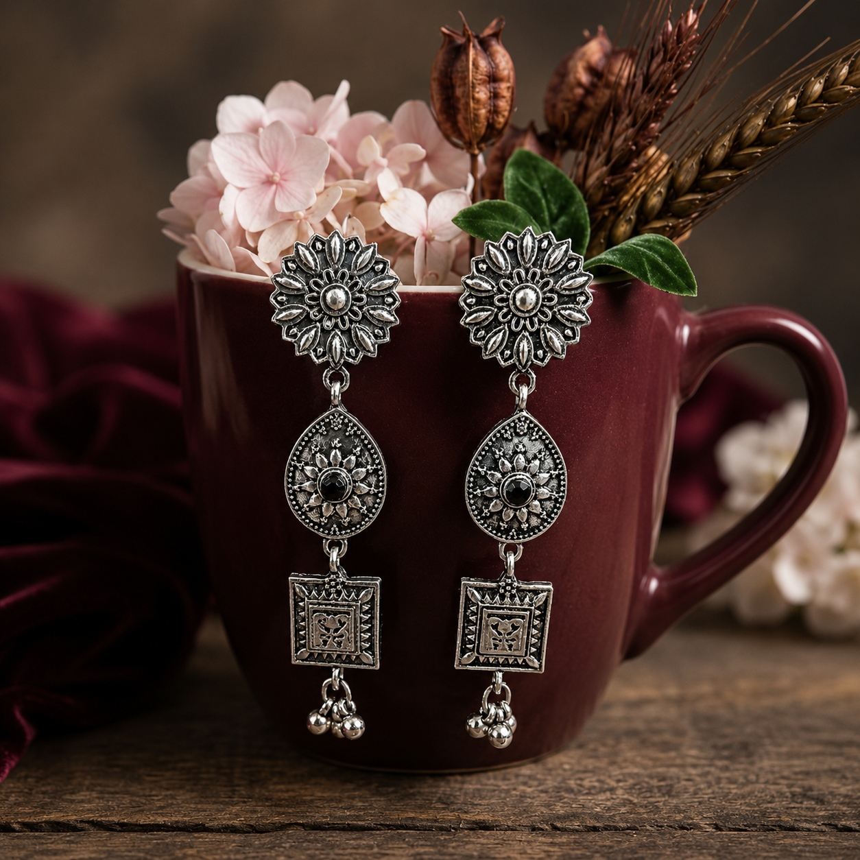 The Heritage Trio Medallions An Antique Gold/Silver Plated Earring
