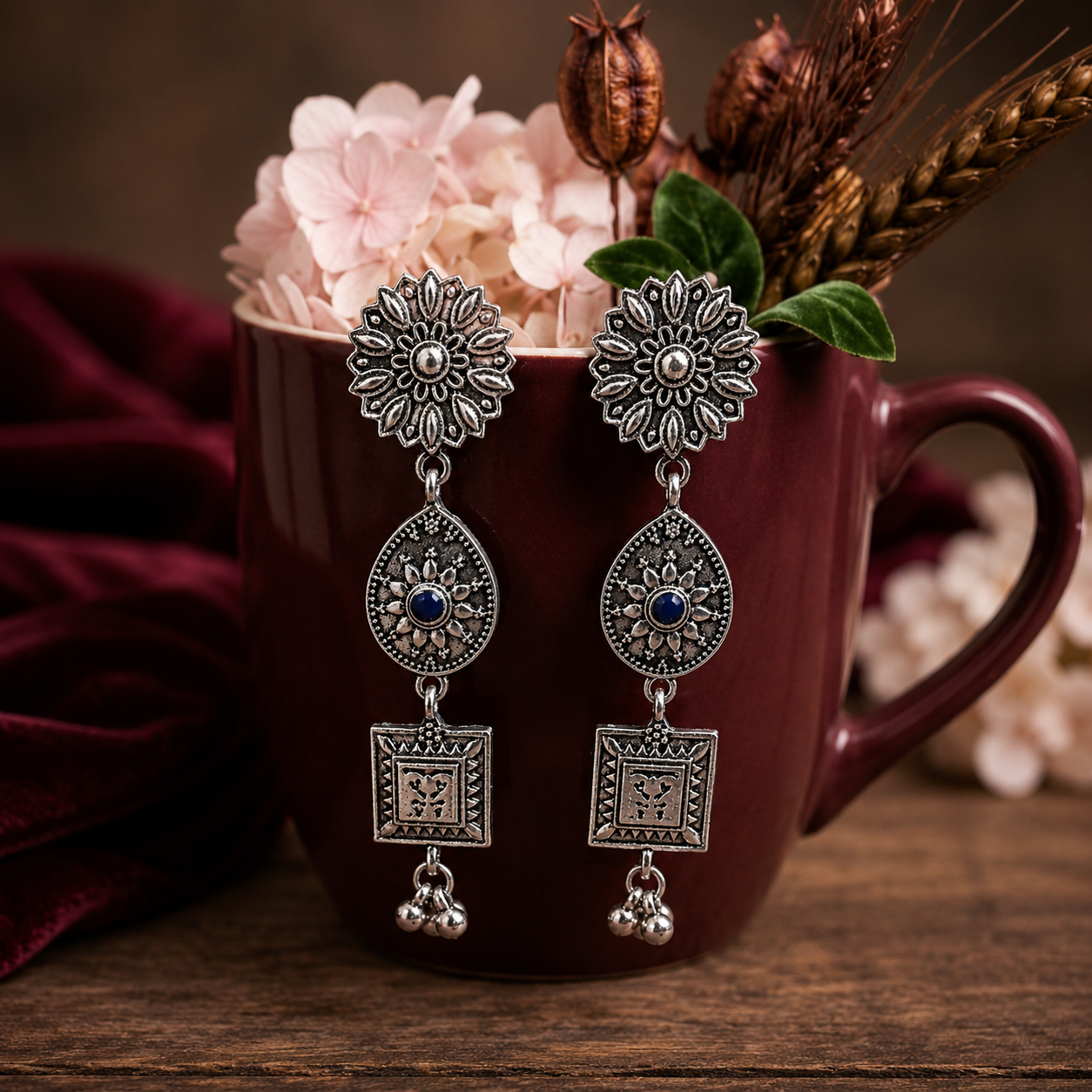 The Heritage Trio Medallions An Antique Gold/Silver Plated Earring