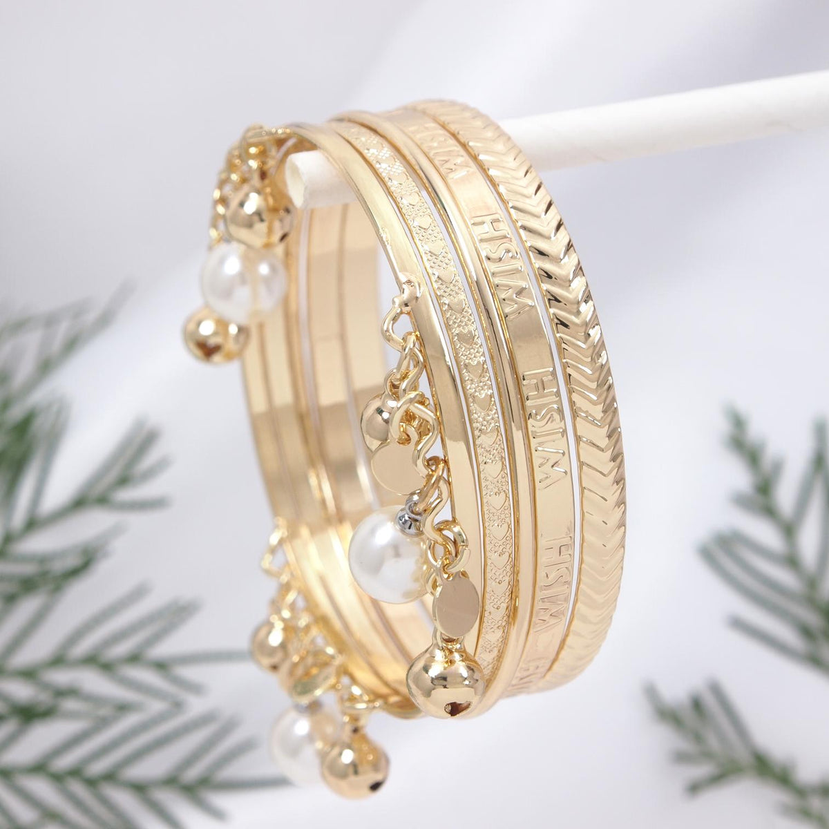 Gold Plated Charm Bangles