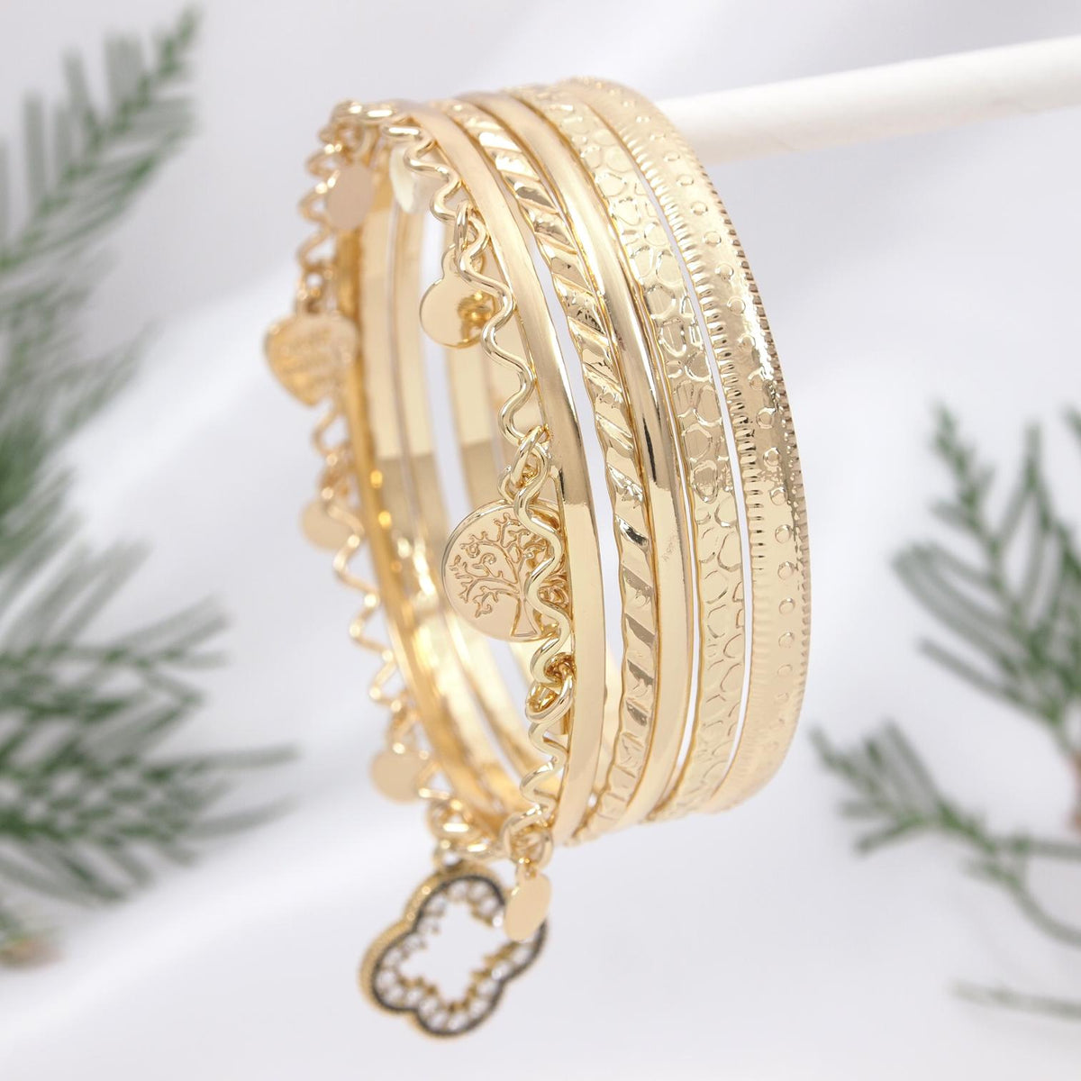 Gold Plated Charm Bangles