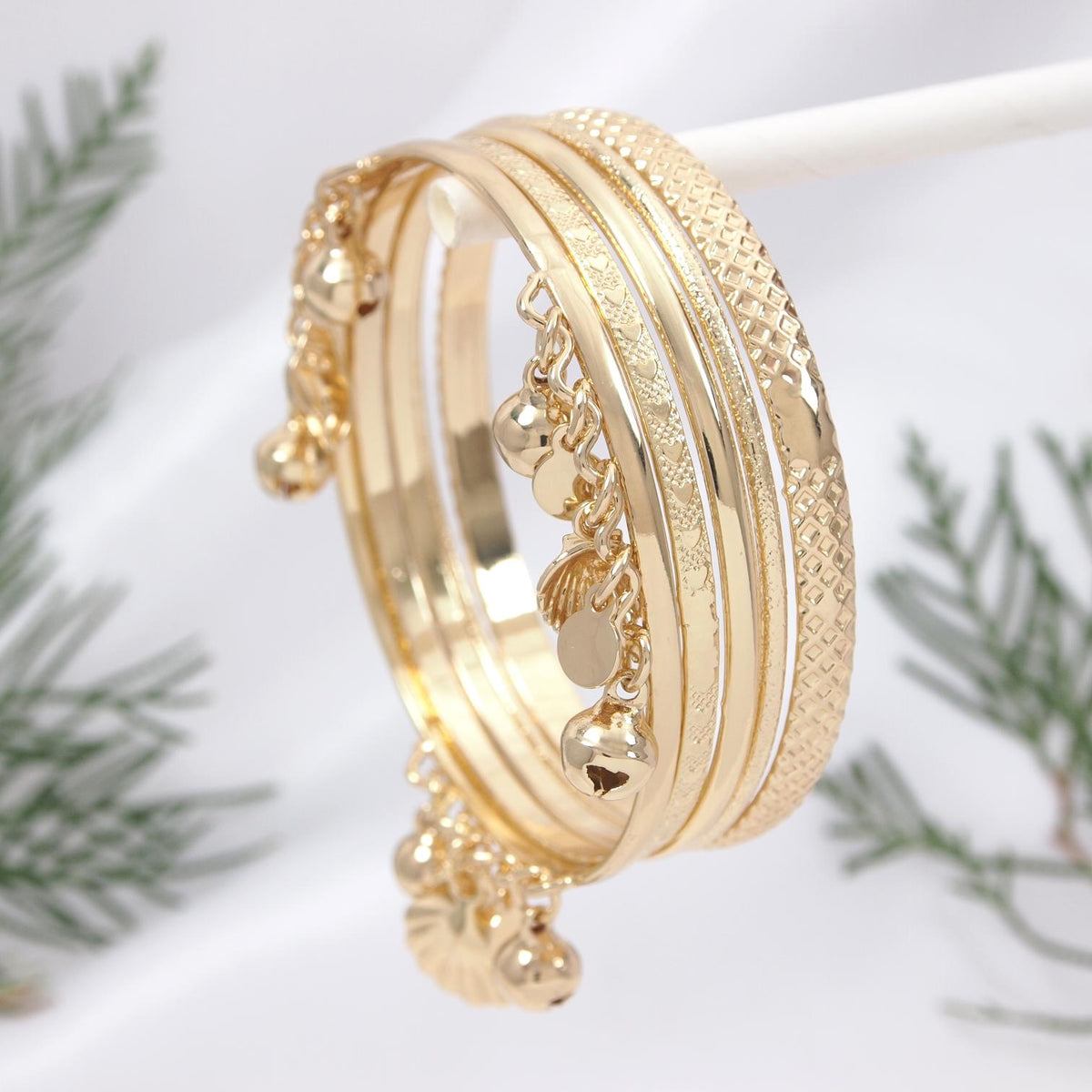 Gold Plated Charm Bangles