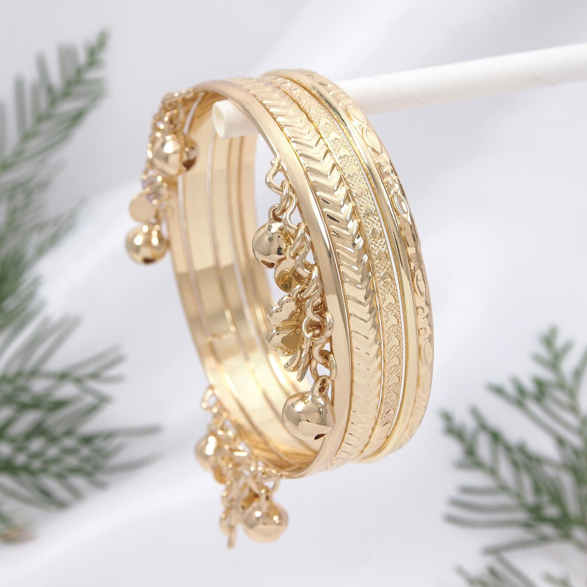 Gold Plated Charm Bangles