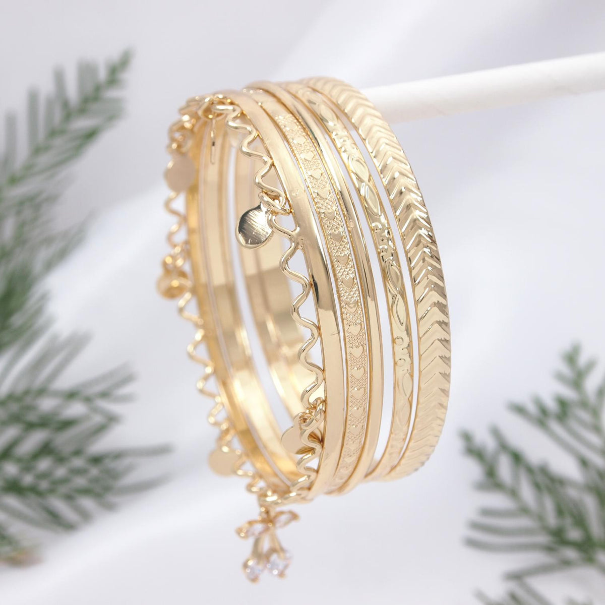 Gold Plated Charm Bangles