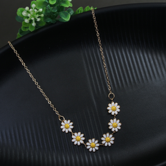 Gold/Silver/Rosegold Plated White Daisy Chain Necklace-CHNK 3029