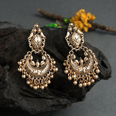 Silver / Gold Plated Designed Artwork With Hanging Beads Antique Chandbali Earring- AER 1420