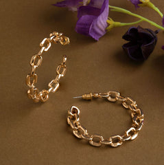 Silver / Gold Plated Circular Chain Style Designed Hoops Earring-HER 1421