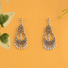 Silver / Gold Plated Geometrical Shaped Designed Art With Hanging Charms Antique Earring- AER 1425