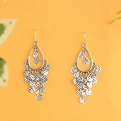 Silver / Gold Plated Tear Drop Shaped With Hanging Charms Drop Earring- AER 1432