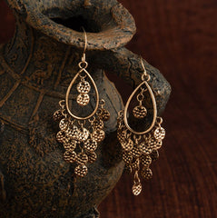 Silver / Gold Plated Tear Drop Shaped With Hanging Charms Drop Earring- AER 1432