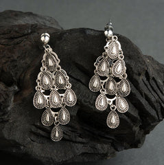 Silver / Gold Plated Designer Tear Drop Shaped Dangle Earring- AER 1466
