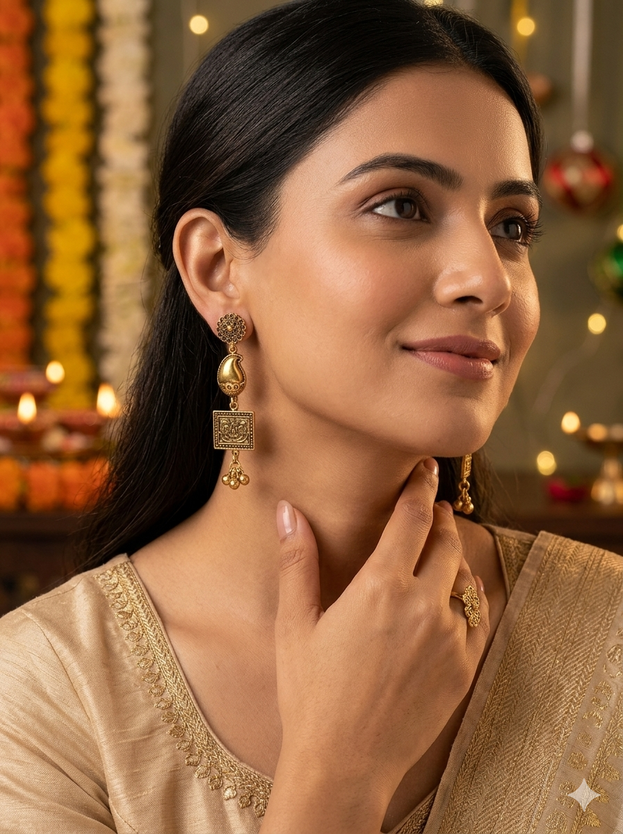 The Vintage Heritage Drops Antique Gold/Silver Plated Earring