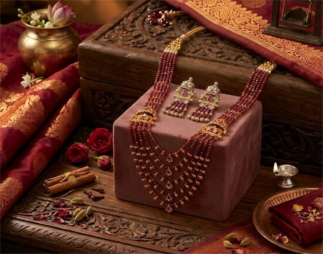 Real KUNDAN PACHE Necklace Set - Antique Necklace Set