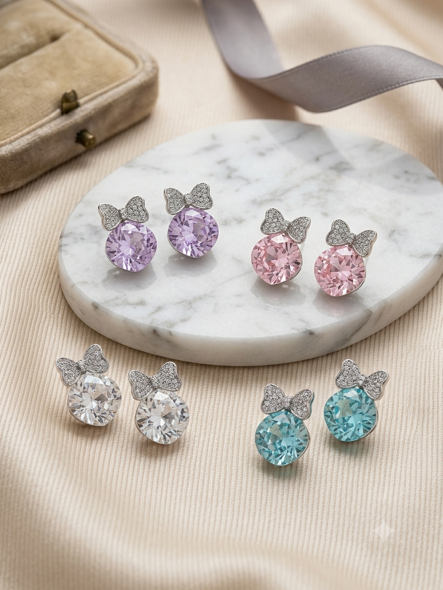 Korean silver Plated  CZ Drop Earring