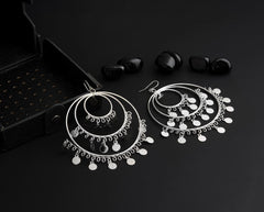 Silver / Gold Plated Multiple Round Shaped With Hanging Charms Fashion Hoops Earring-HER 1501