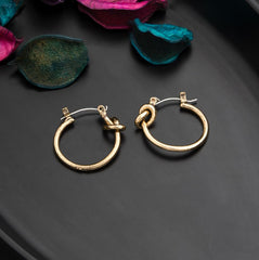 Silver / Gold / Antique Gold Plated Small Round Shaped Knot Style Hoop Earring- HER 2237