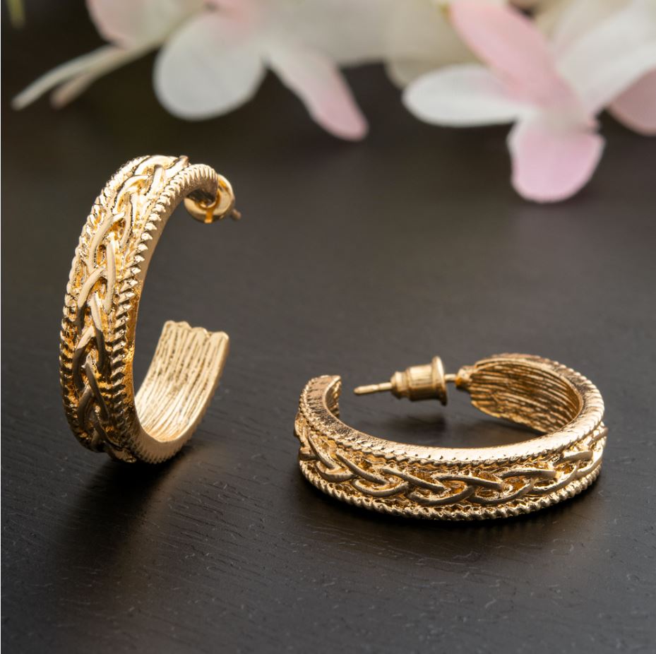 Silver / Gold / Antique Gold Plated Open Round Shaped Designer Fashion Hoop Earring- HER 2239