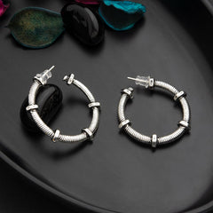 Silver / Gold Plated Nuts Textured Fashion Hoops Earring- HER 2243