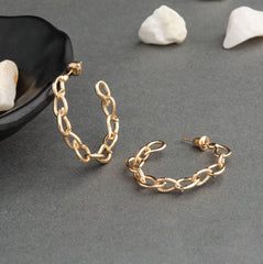 Silver / Gold / Antique Gold Plated Chain Style Fashion Hoops Earring- HER 2244