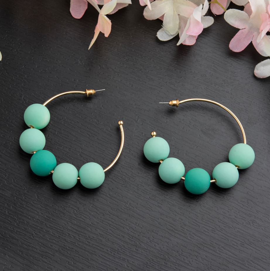Gold Plated Open Round Shaped Two Colored Fashion Hoop Earring- HER 2251