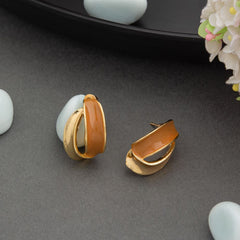 Gold Plated Enamel Artwork Trendy Fashion Hoops Earring- HER 2255
