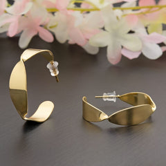 Silver / Gold Plated Twisted Style Designed Fashion Hoops Earring- HER 2268