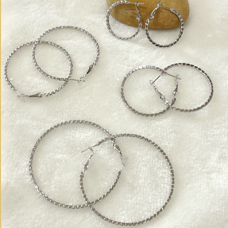 Silver/Rose Gold Plated Fashion Hoops Earrings