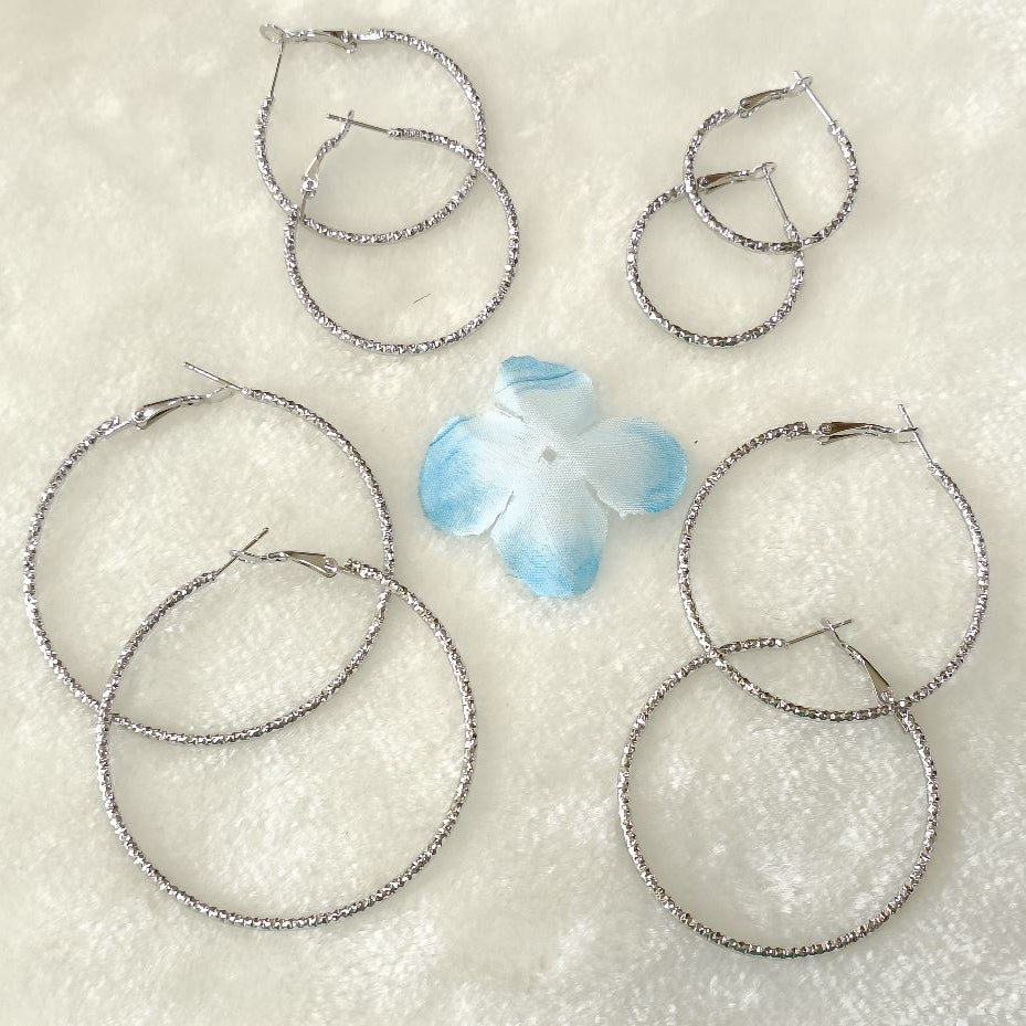 Silver/Rose Gold Plated Fashion Hoops Earrings