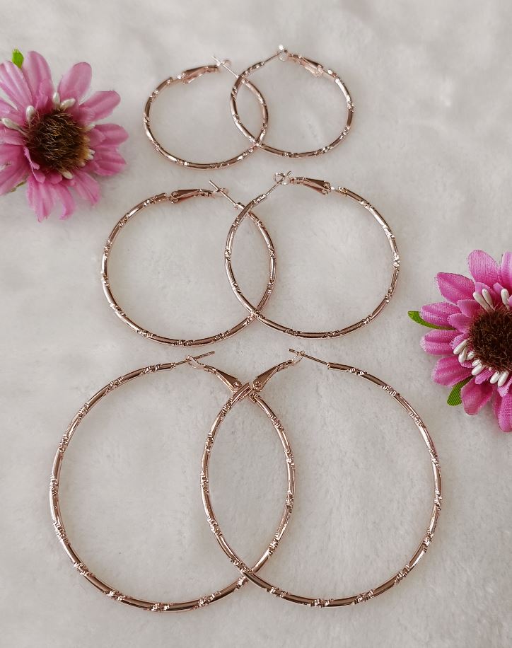 Silver/Rose Gold Plated Hoops Earrings- HER 2397