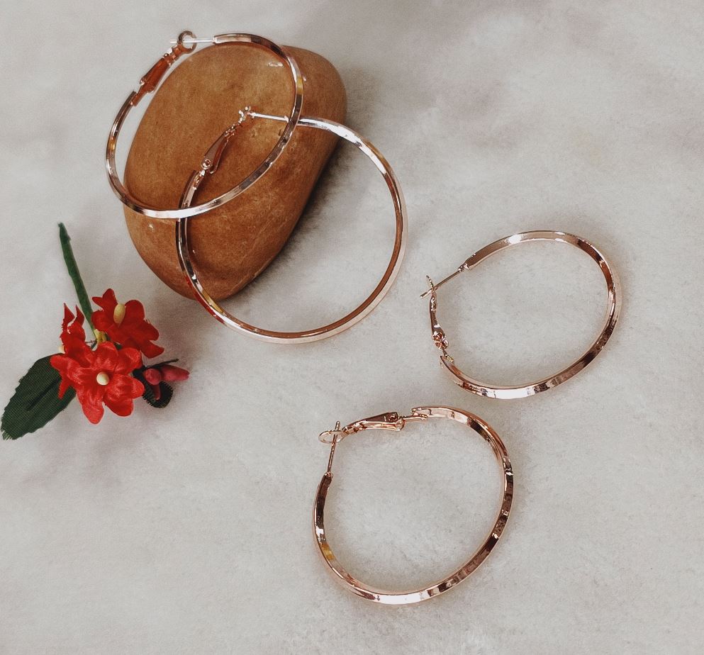 Silver/Rose Gold Plated Hoops Earrings- HER 2406